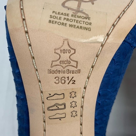 Alice Olivia Size 6 Blue Pointed Toe Suede Leather Pumps Dina Whipstitch Brazil - Picture 13 of 16